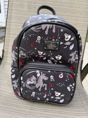 Disney Halloween Black Mini Backpack with Gray and Red Mickey Horror Motifs New